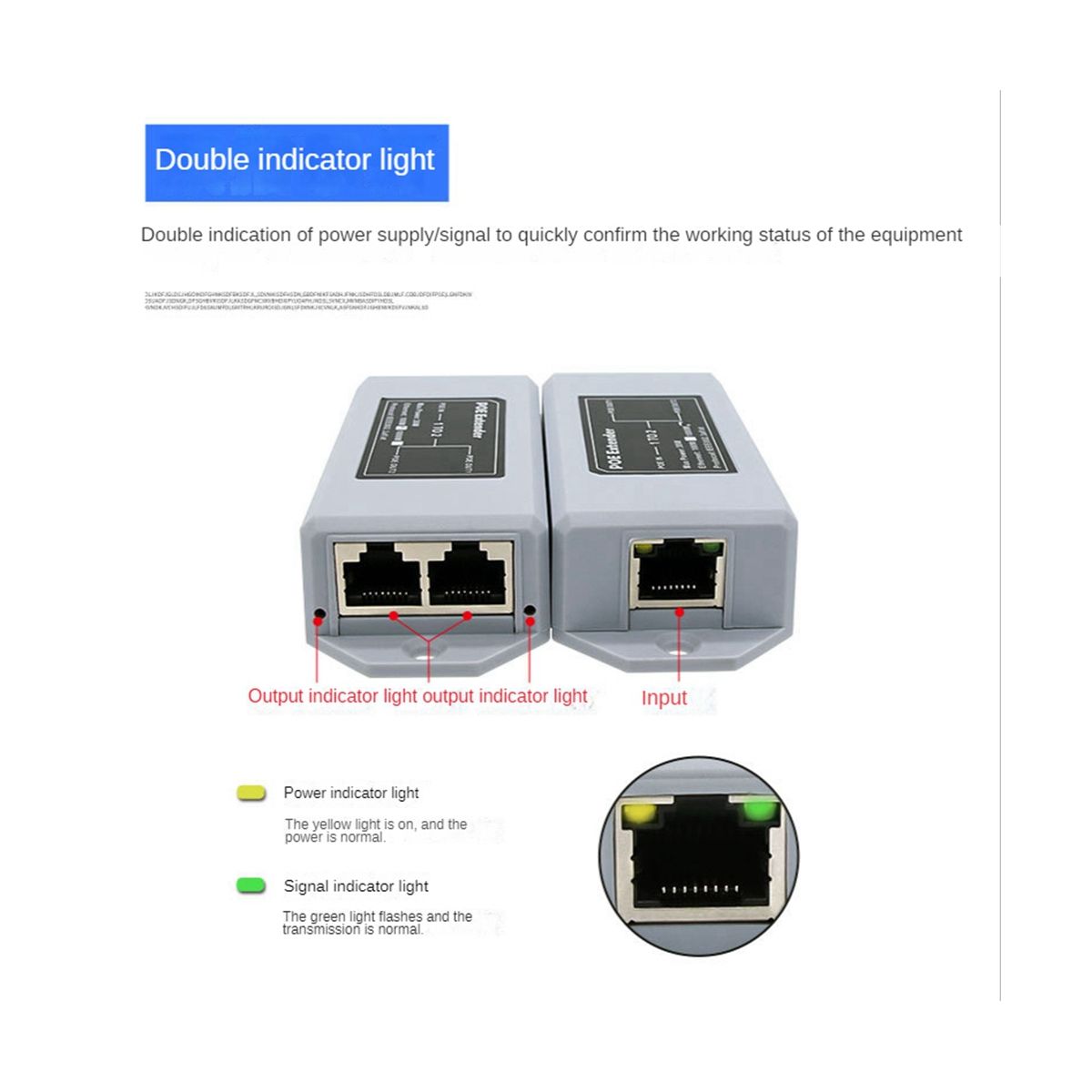 1 To 2 Port POE Extender 100Mbps IEEE 802.3Af/At Standard