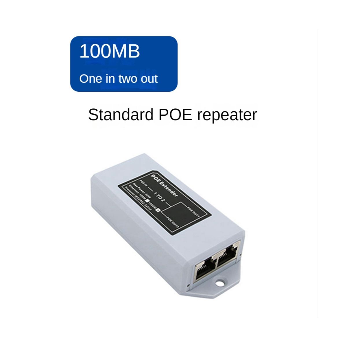 1 To 2 Port POE Extender 100Mbps IEEE 802.3Af/At Standard