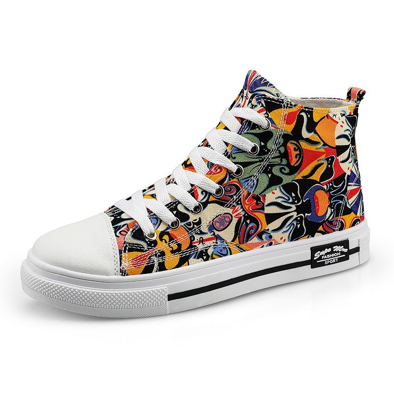 Men's Sneakers Slip On Canvas-White Orange
