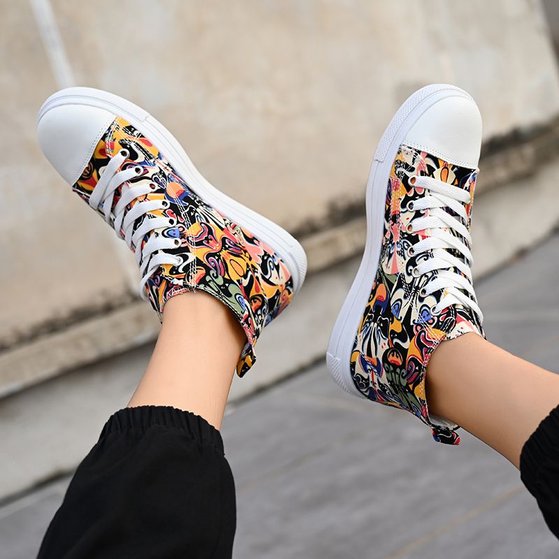 Men's Sneakers Slip On Canvas-White Orange