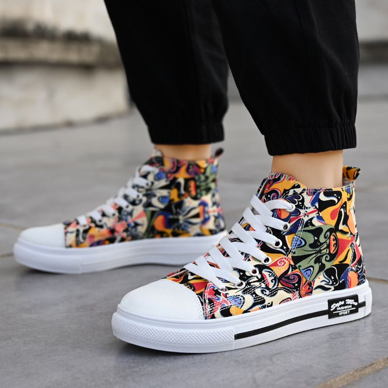 Men's Sneakers Slip On Canvas-White Orange