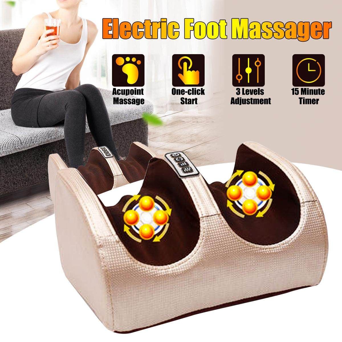 110V Electric Foot Massager Calf Pain Relax Shiatsu Kneading Roller Machine