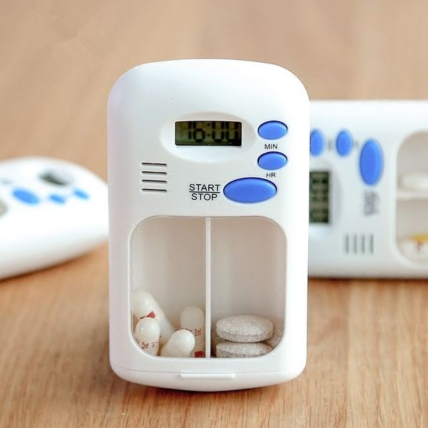 Portable Mini Smart Timing Reminder Pill Box Plastic Pill Storage Box, Size: 9x5x2.5cm(White)