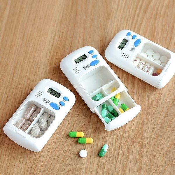 Portable Mini Smart Timing Reminder Pill Box Plastic Pill Storage Box, Size: 9x5x2.5cm(White)