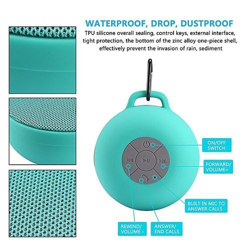 Bluetooth Speaker, Waterproof Wireless Outdoor/Indoor Speaker With 3W Output Power,2 Hours Continuous Play, Built-in Mic Portable Speaker (Green) HT-S