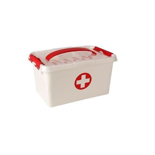 FIRST AID STORAGE BOX  - WHITE/RED