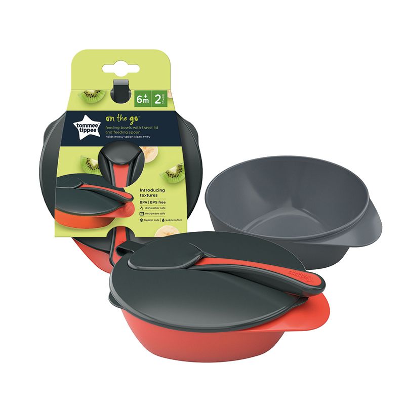 2 Feeding Bowls With Spoon And Lid
