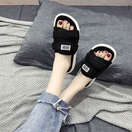 Ladies FashionUnique Flat Sandals Casual Slippers-Black
