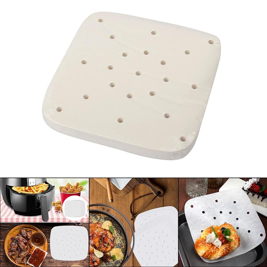 100 PCS Reusable Air Fryer Parchment Paper BBQ Oven 21.6x21.6cm
