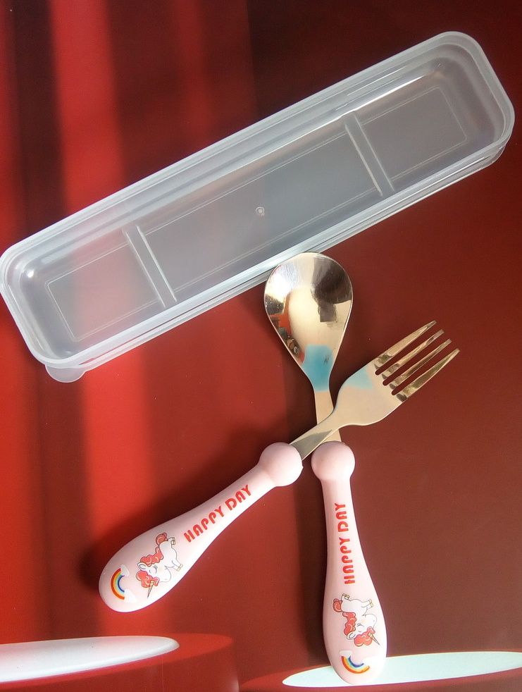 Children Spoon And Fork Set With Case