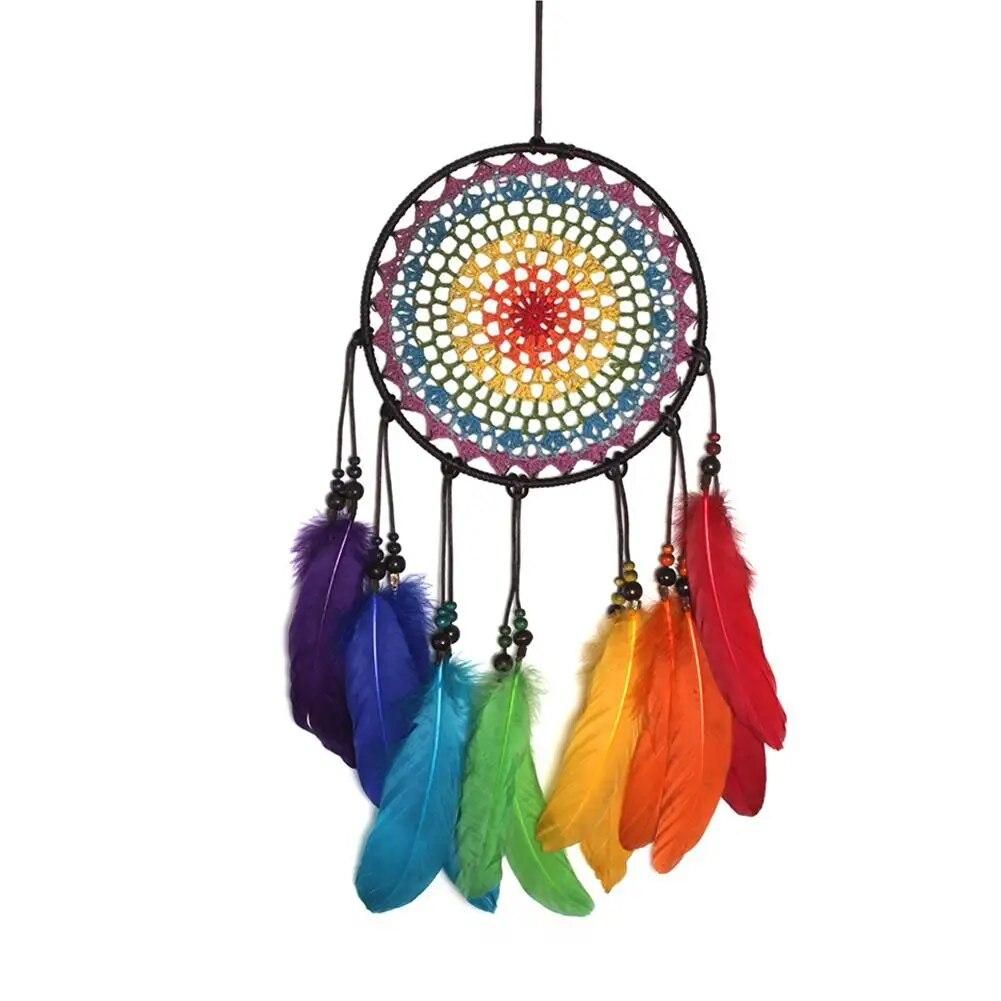 Dreamcatchers Handmade Ornaments Wind Chimes Rainbow Feather Dream Catchers for Gifts Wedding Home Decorations