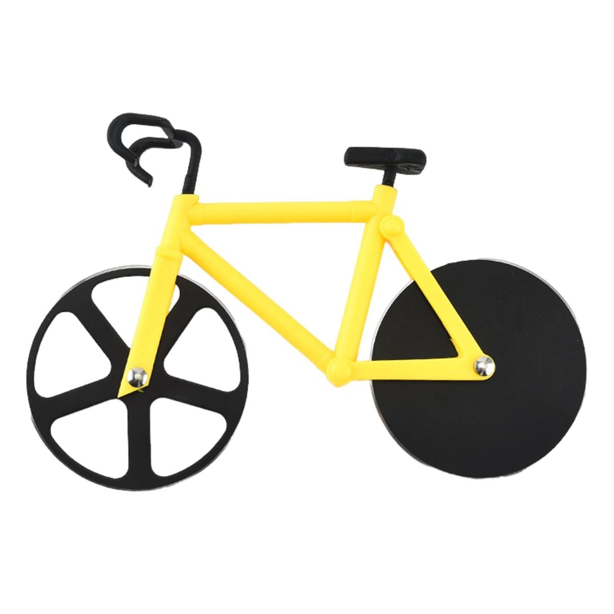 Multi-functional Pizza Cutter Ride Into Flavor Stainless for Dough Yellow