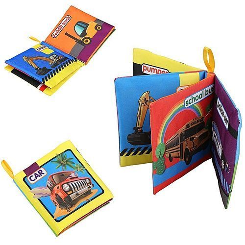 3Pcs New Baby Early Learning Intelligence Development Cloth Cognize Fabric Book Educational Toys-Car