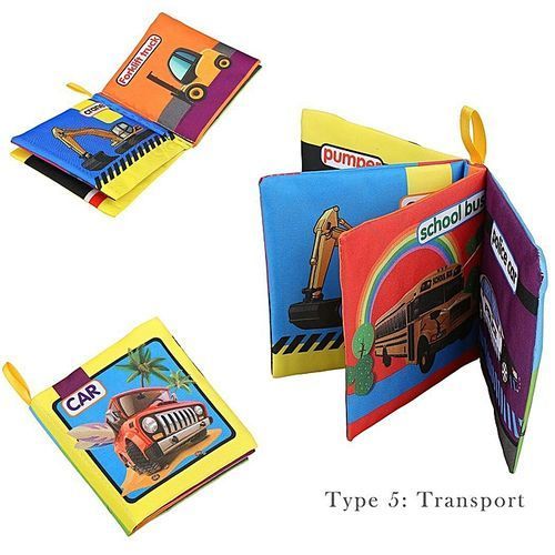 3Pcs New Baby Early Learning Intelligence Development Cloth Cognize Fabric Book Educational Toys-Car