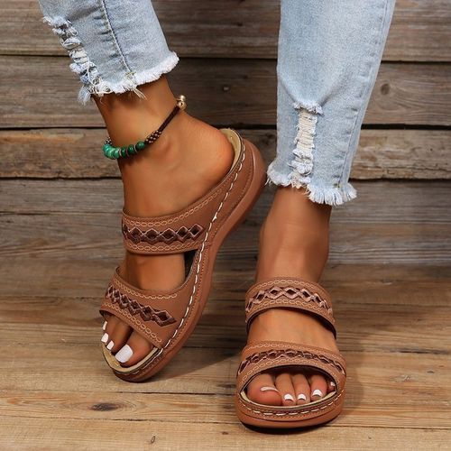 Retro Women Platform Sandals Causal Sandal(Brown)