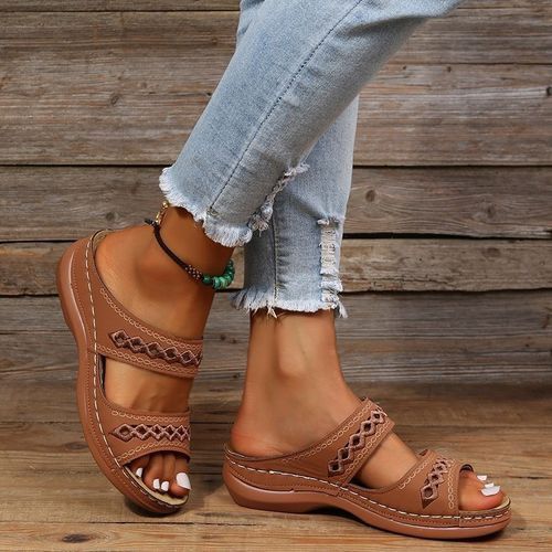 Retro Women Platform Sandals Causal Sandal(Brown)