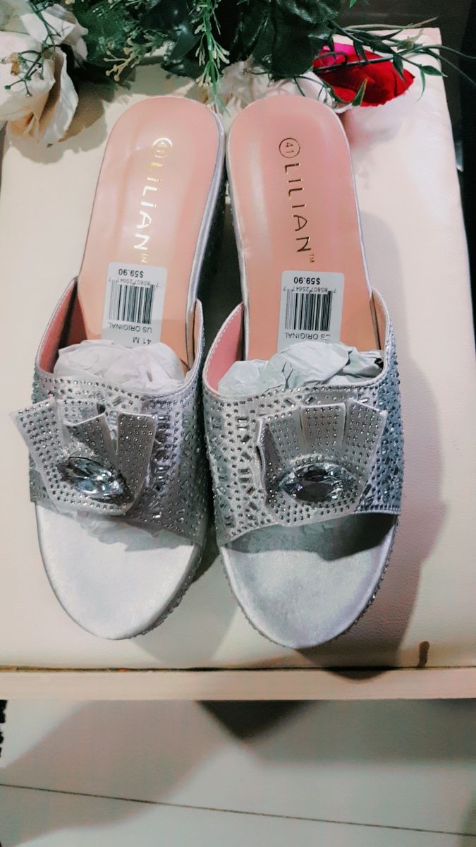Silver Stone Coated Wedge Shoe