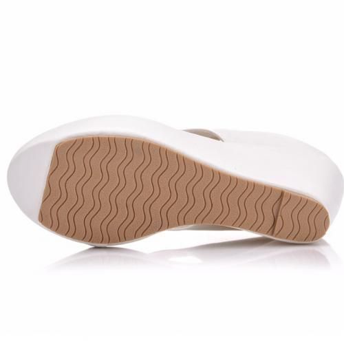 Women Fashion High Heels Platform Wedges Slippers Flip Flops Summer Wedges Shoes-White