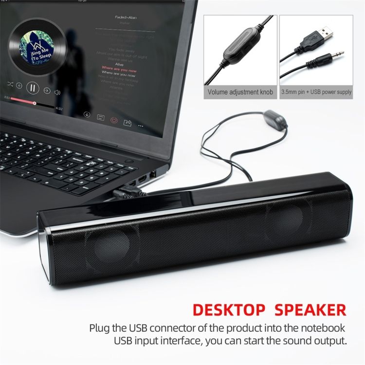 HXSJ Q2 Mini Wired Heavy Subwoofer Speaker