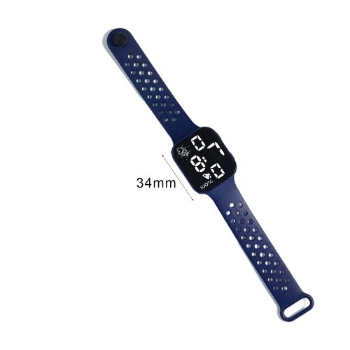 Square Face Hollow Strap Unisex LED Watch- Navy Blue
