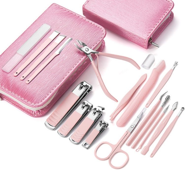 Nail Clipper Set Eyebrow Trimmer, Color: 4 PCS/Set (Pink)