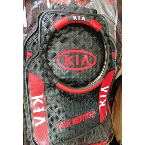 Car Universal Floor Mat 5pcs And Steering Wheel Cover