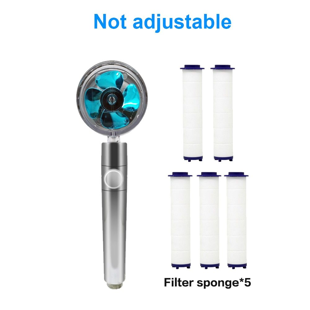 Turbo Rotating Shower Head Water Saving Flow 360 Degrees Rotating With Small Fan High Pressure Spray Nozzle Bathroom Accessories