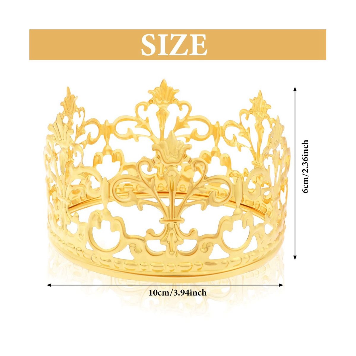 6Pcs Gold Mini Crown Cake Topper Prince Princess Small