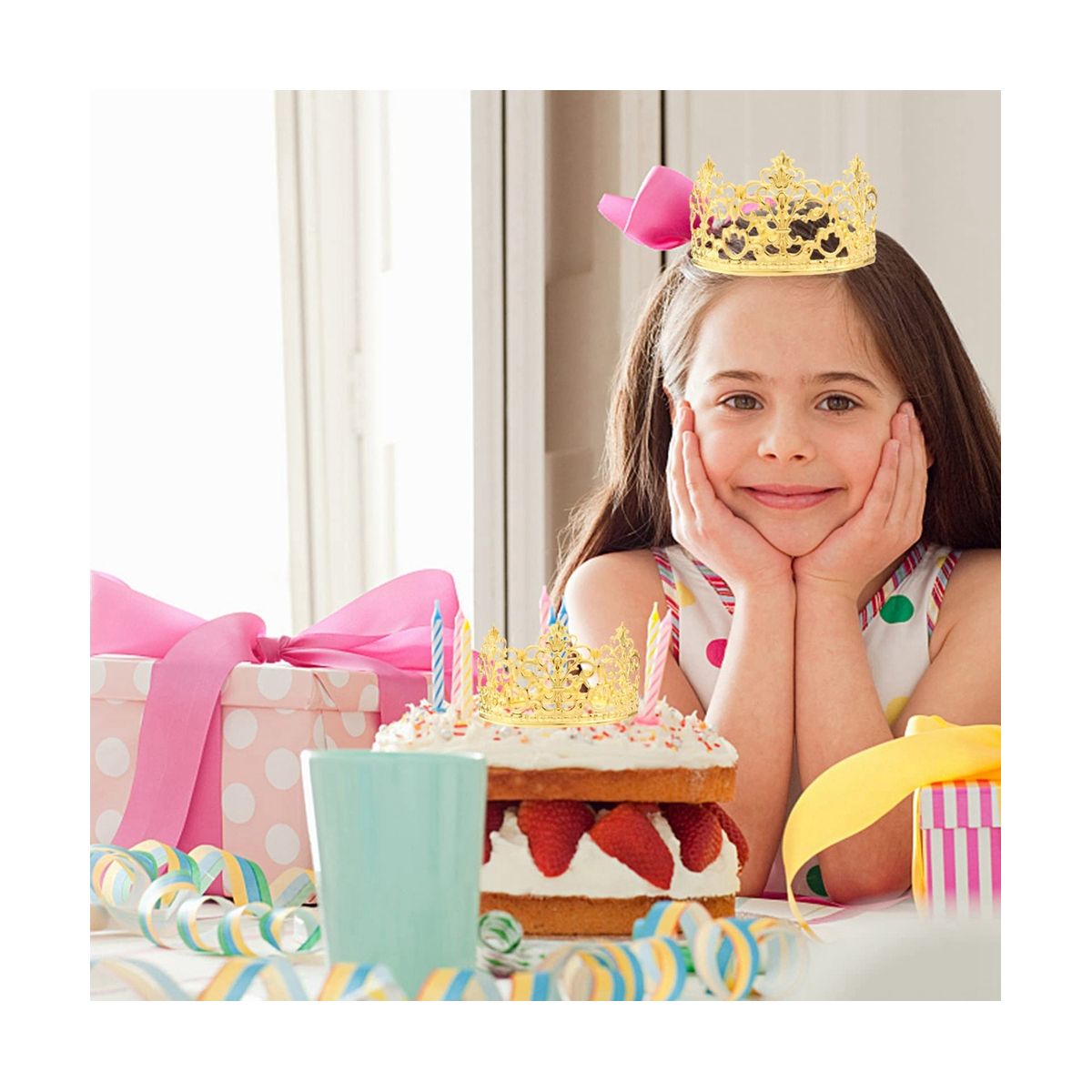 6Pcs Gold Mini Crown Cake Topper Prince Princess Small