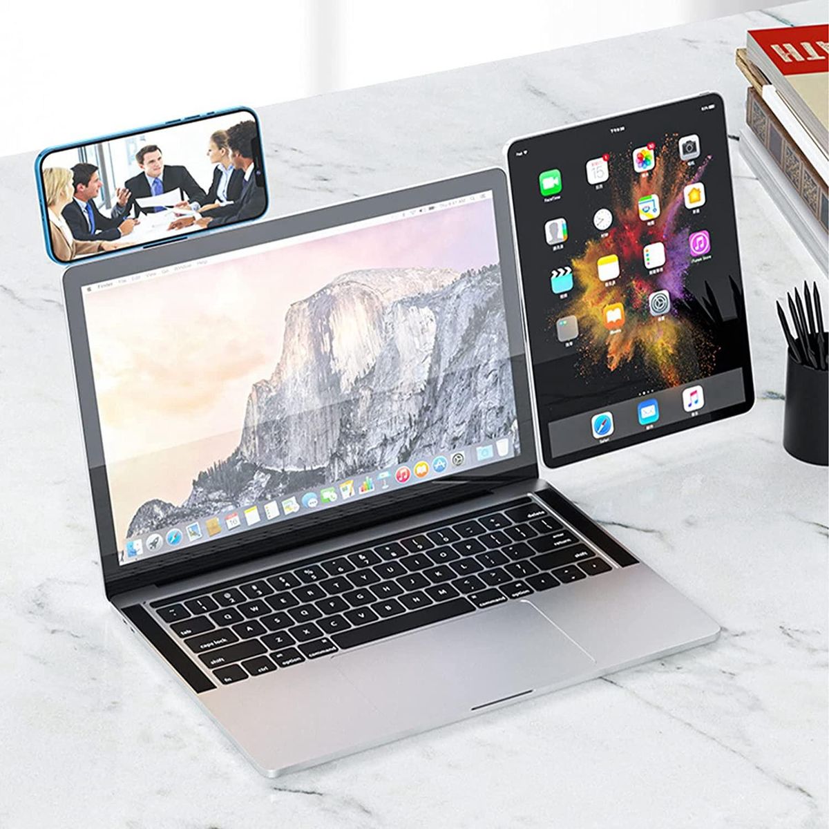 Magnetic Laptop Phone Holder, Adjustable Laptop Cell Phone