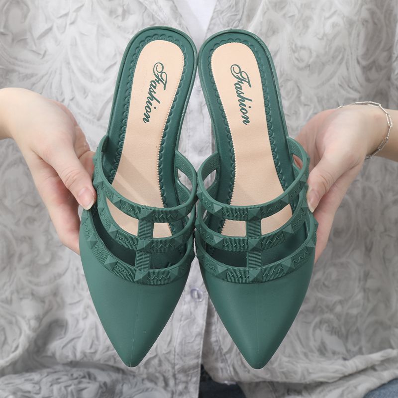 Ladies High Heel Shoes Wedge Sandals Slippers Thick Heel Pointed Soft Bottom