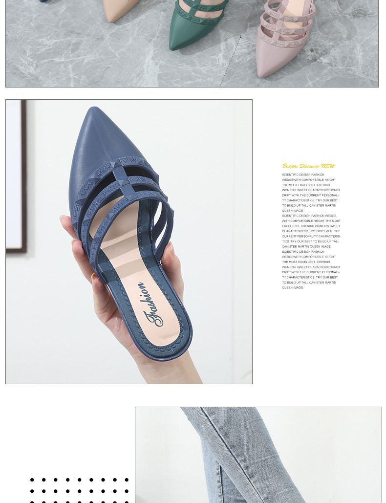 Ladies High Heel Shoes Wedge Sandals Slippers Thick Heel Pointed Soft Bottom