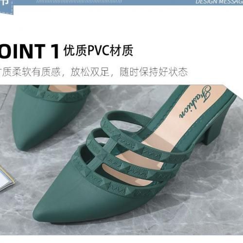 Ladies High Heel Shoes Wedge Sandals Slippers Thick Heel Pointed Soft Bottom