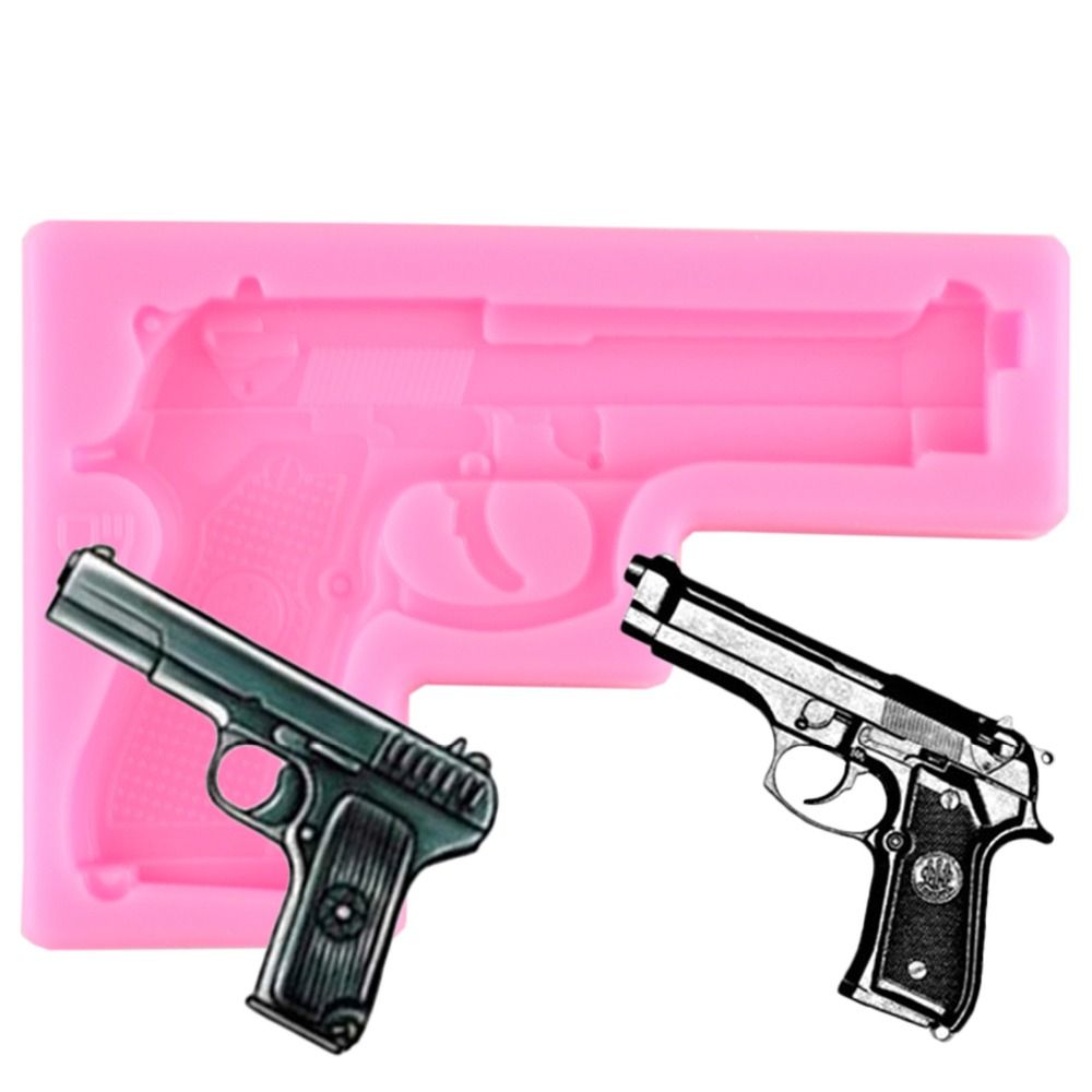 DIY Gun Shape Fondant Soap 3D Cake Silicone Mold Cupcake