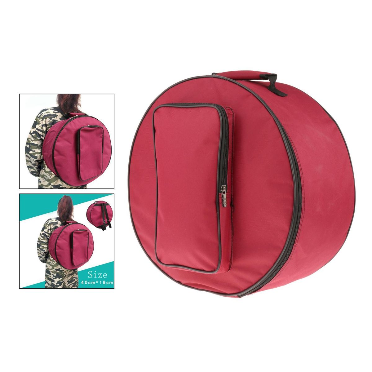 Red Compact Snare Drum Bag Drum Carrying Case Backpack With Shoulder