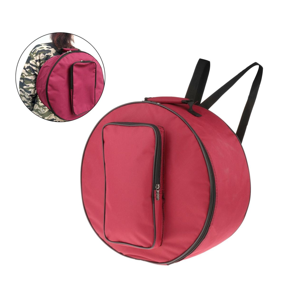 Red Compact Snare Drum Bag Drum Carrying Case Backpack With Shoulder