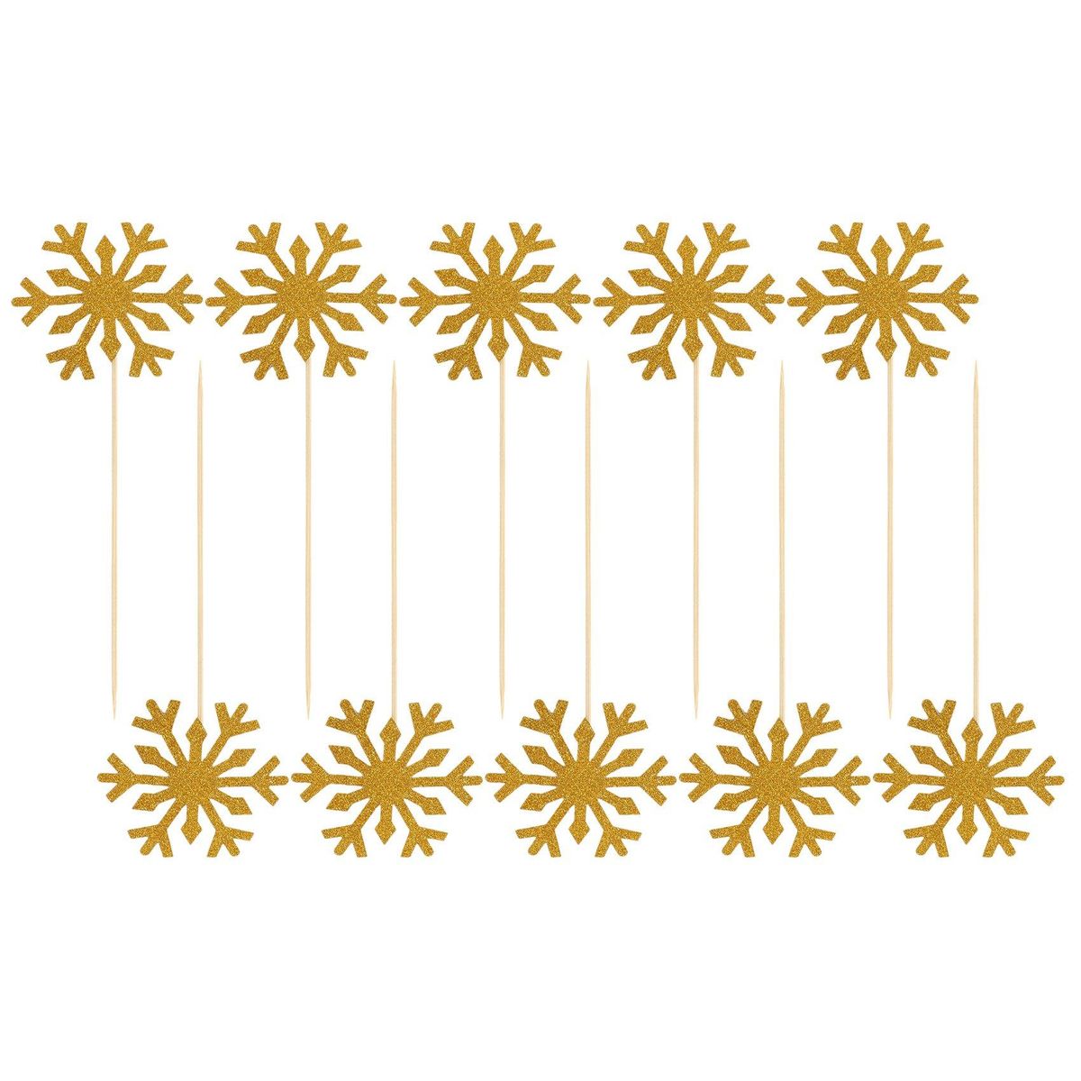60 Pack Snowflake Cupcake Toppers Glitter Snowflake Cake