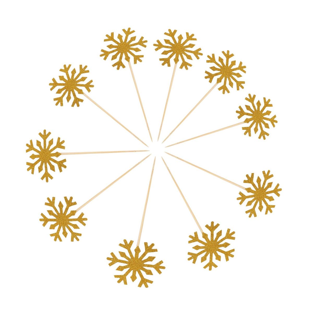 60 Pack Snowflake Cupcake Toppers Glitter Snowflake Cake