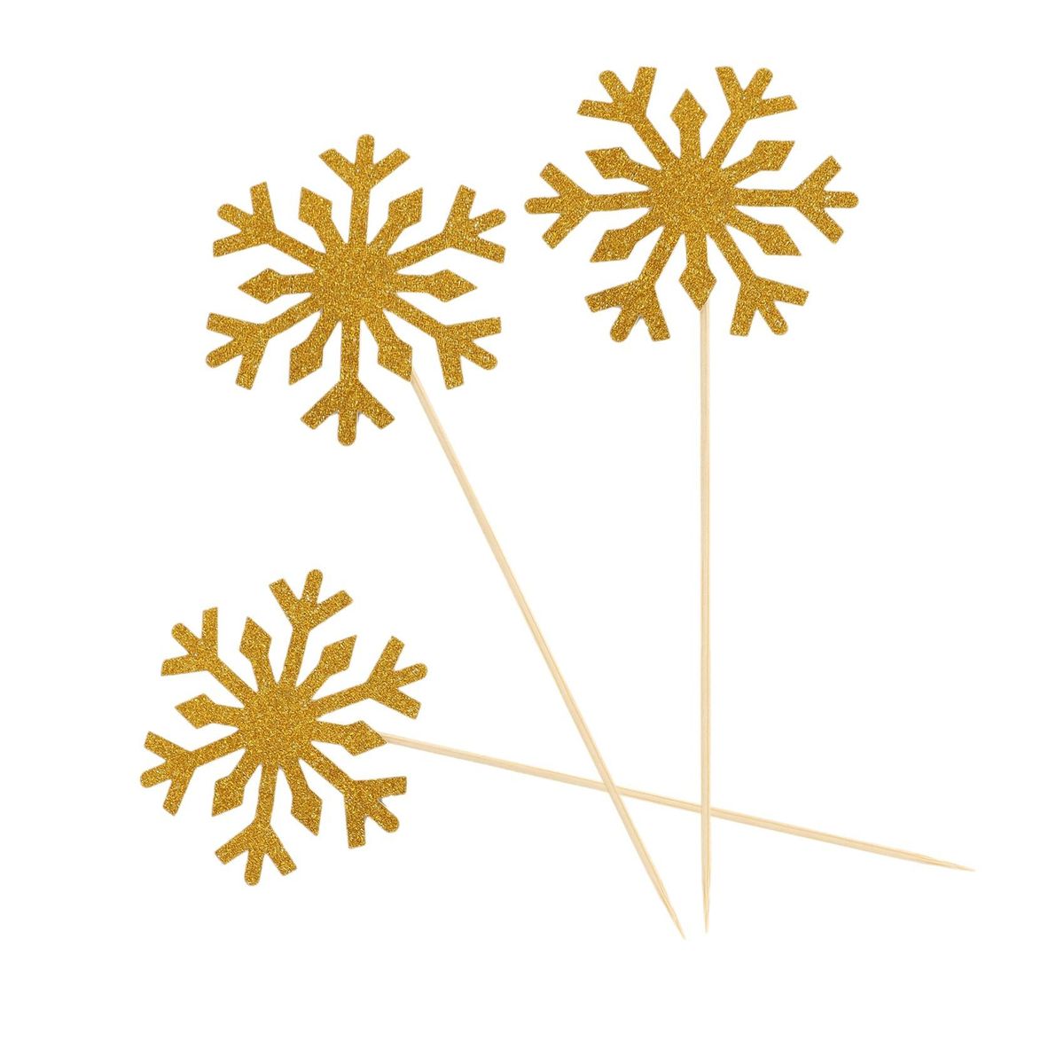 60 Pack Snowflake Cupcake Toppers Glitter Snowflake Cake