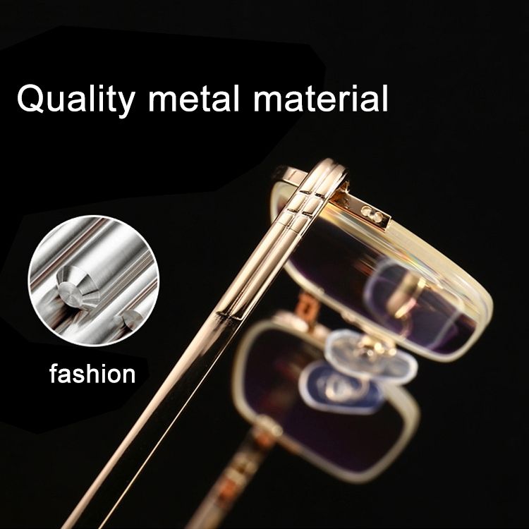 Folding Anti Blue-ray Presbyopic Reading Glasses With Case & Cleaning Cloth, +1.50D(Gold)