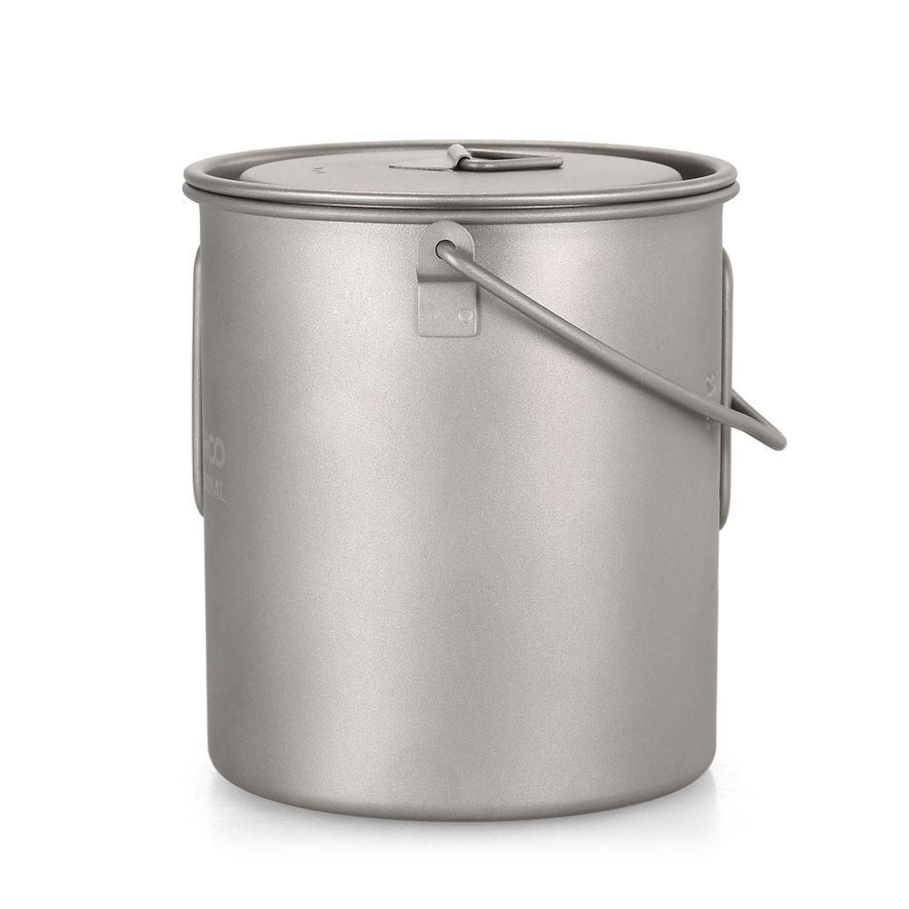 TOMSHOO Ultralight 750ml Titanium Pot Portable Titanium Water Mug Cup with Lid and Foldable Handle Outdoor Camping Cooking Picnic
