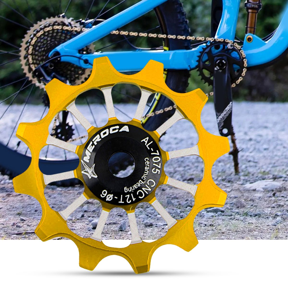 1 Set Bike Guide Pulley Bicycle Rear Derailleur Guide Roller Accessories Golden