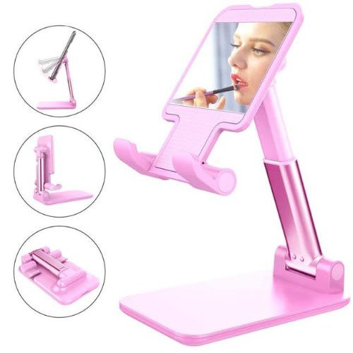Foldable Desktop Mobile Phone Holder Stand-pink