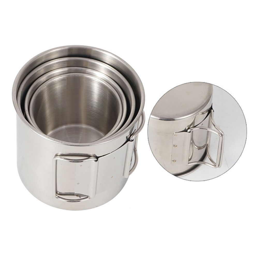 4PCS 304 Stainless Steel Outdoor Camping Cup Set Portable