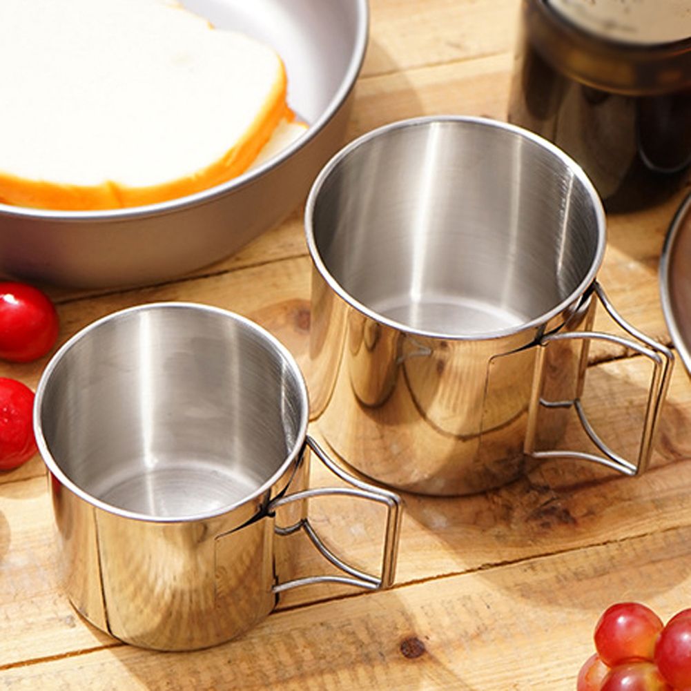 4PCS 304 Stainless Steel Outdoor Camping Cup Set Portable