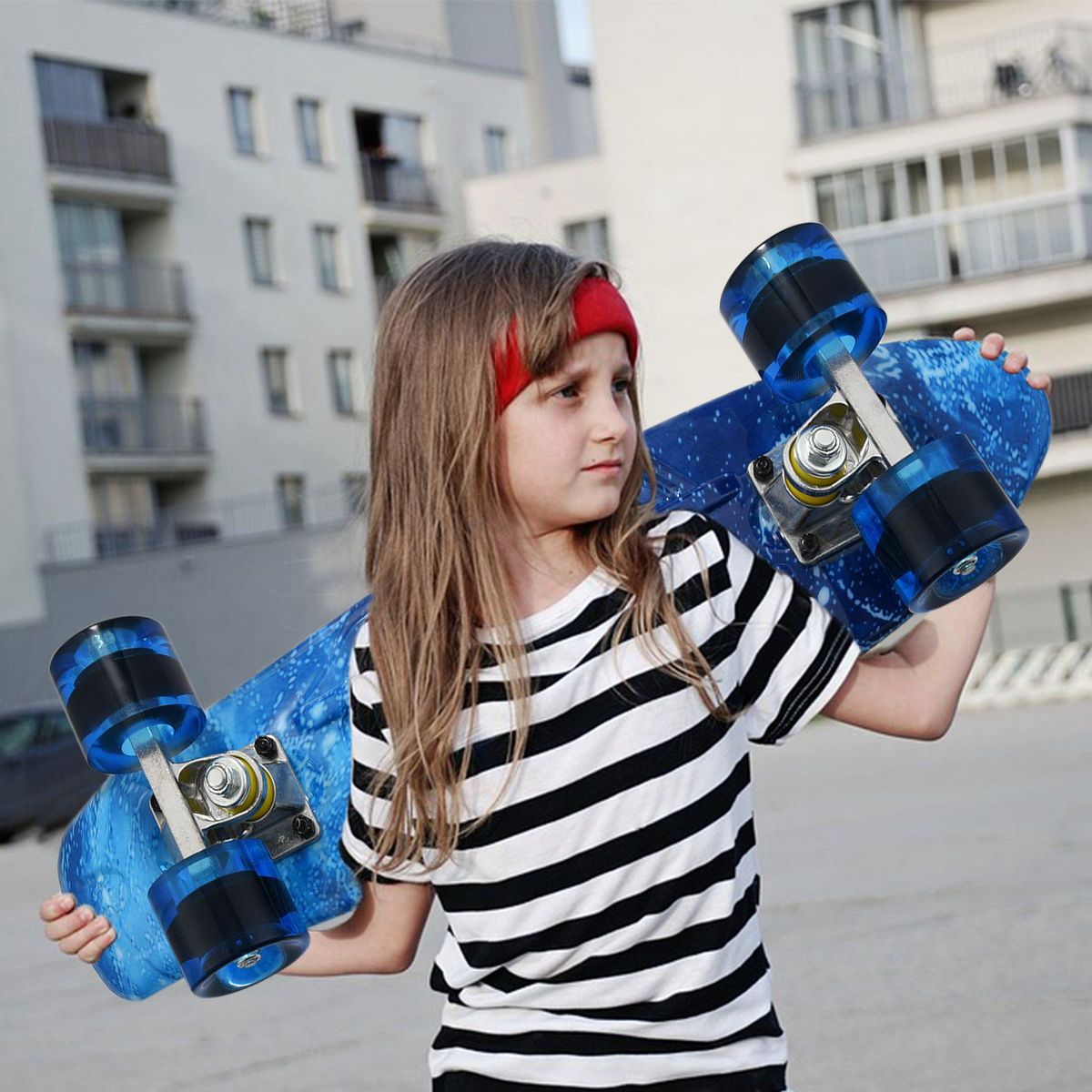 Skateboard Cruiser Board Board Retro Longboard Skate Image Galaxy Complete Boy Girl Led Light