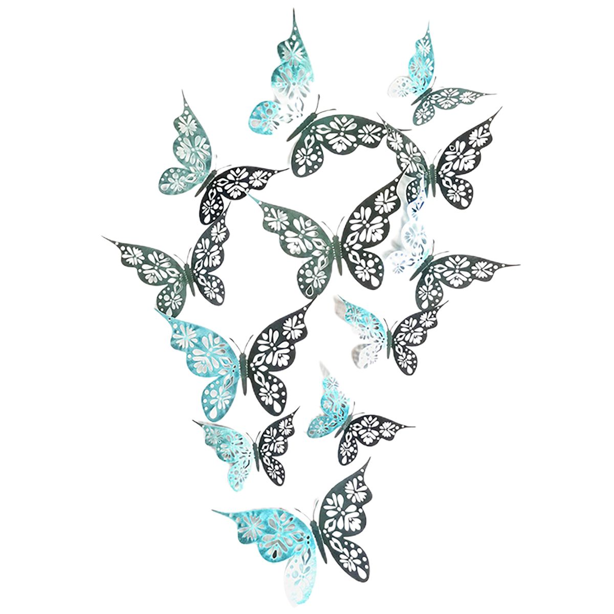 12Pcs Wall Stickers Three-dimensional Hollow Design-Green