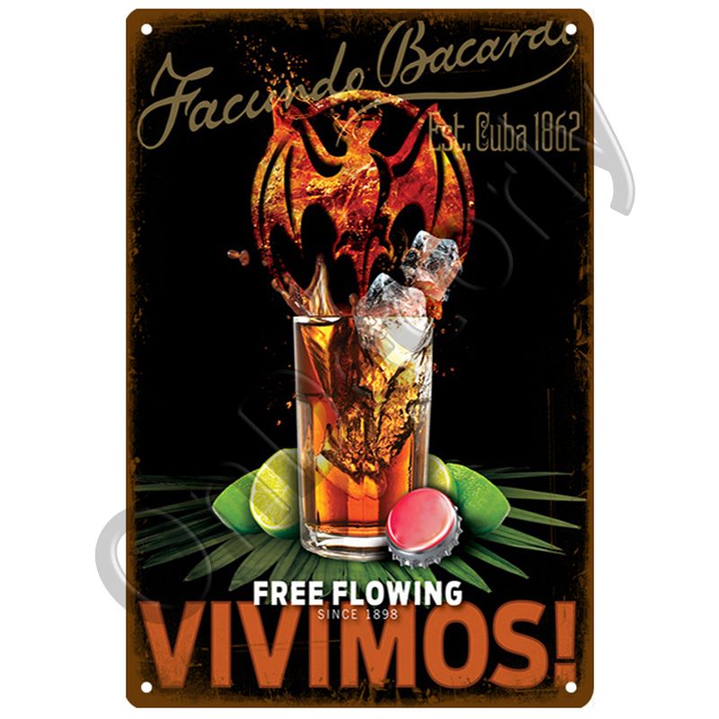Retro Bacardi Metal Sign Tin Sign Whisky Belgium-SY25175