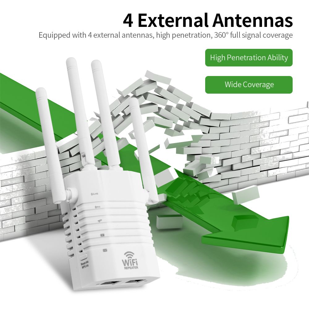 1200Mbps WiFi Repeater WiFi 2.4GHz 5GHz Dual Frequency