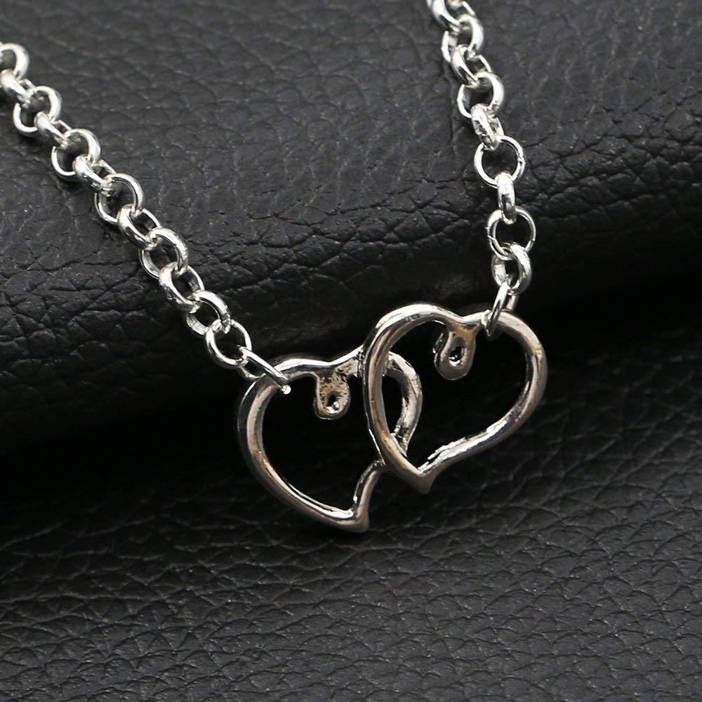 Women Double Heart Charm Anklet Bracelet Barefoot Sandal